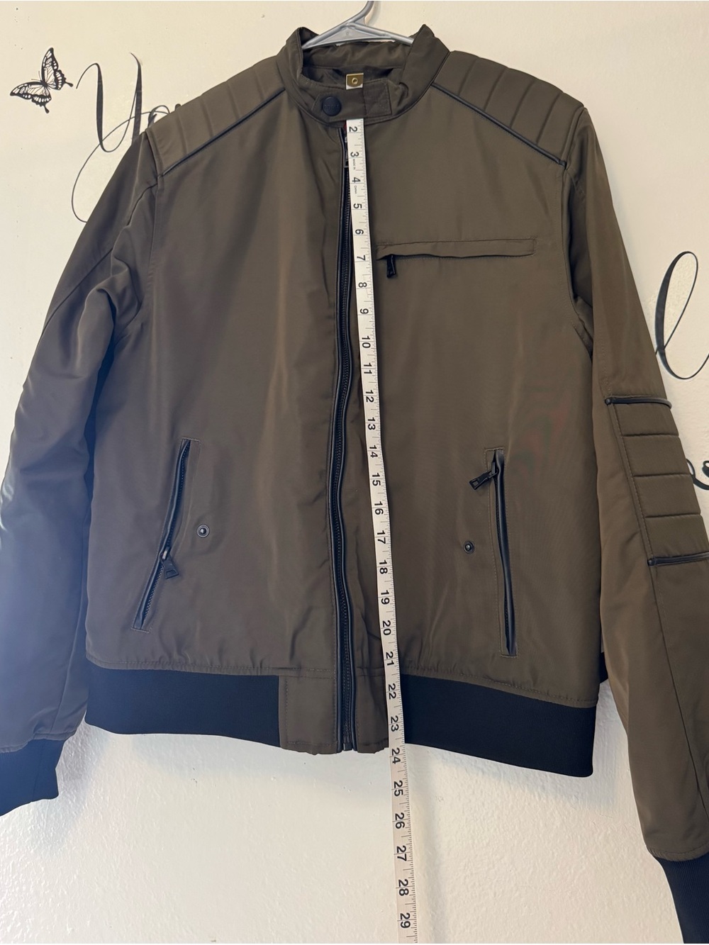 GUESS Olive Green Quilted Bomber Jacket - Picture 5 of 10